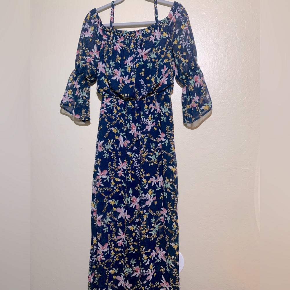 Navy blue floral dress